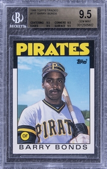 1986 Topps Traded #11T Barry Bonds Rookie Card - BGS GEM MT 9.5
